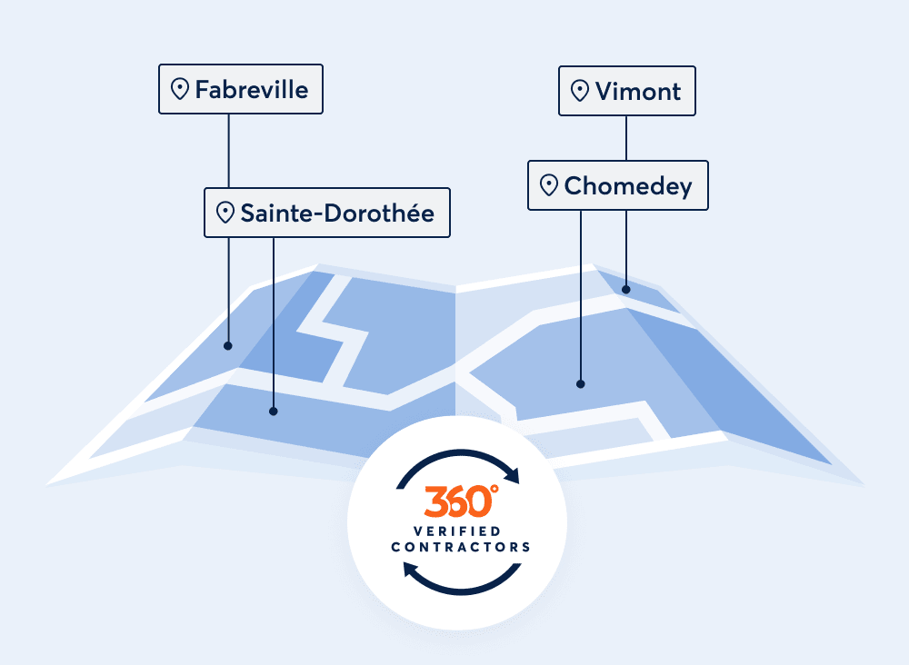 Fabreville, Vimont, Sainte-Dorothée, Chomedey. 360° verified contractors.