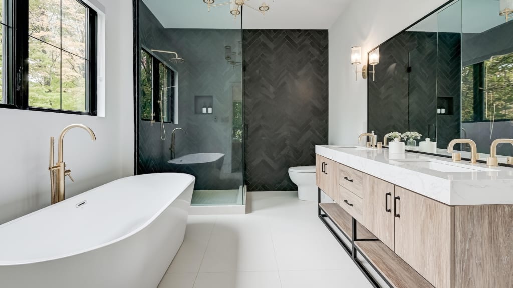 A newly renovated bathroom that meets current standards