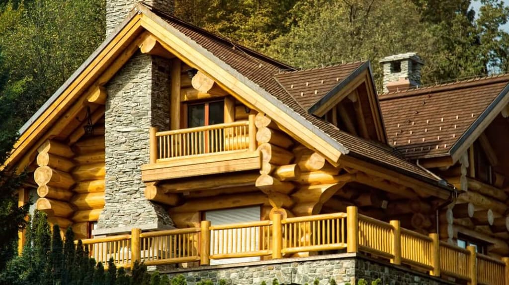 log cabin in the hills