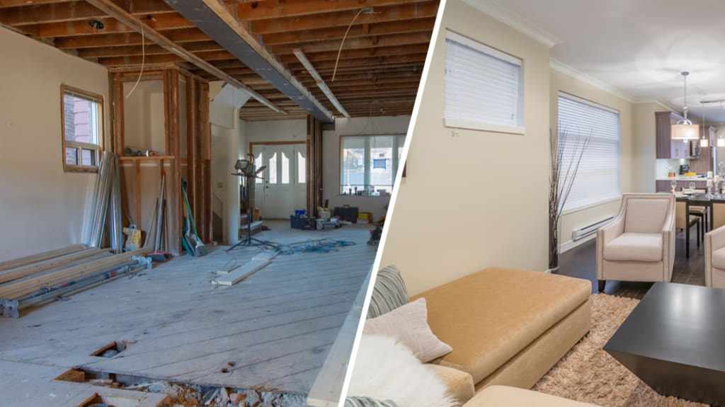 townhouse under renovation before and after