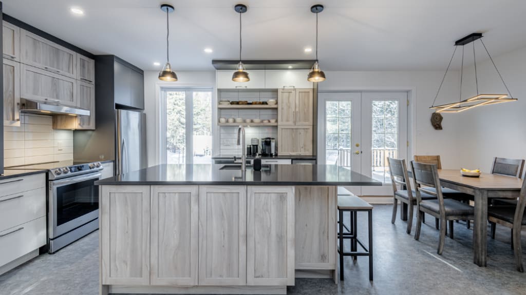 Classic kitchen with central wooden island