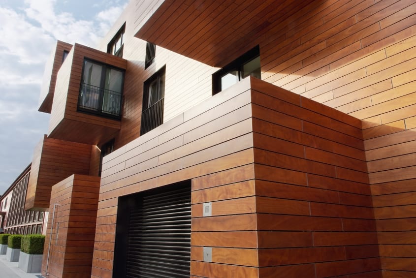 Modern contemporary home with recycled wood siding