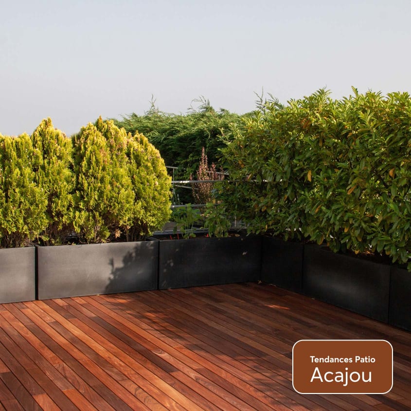 Patio en bois de couleur acajou