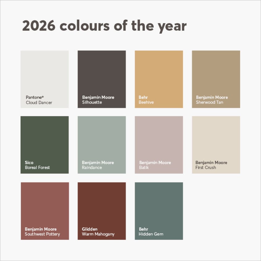 Collage of 2026 colour trends