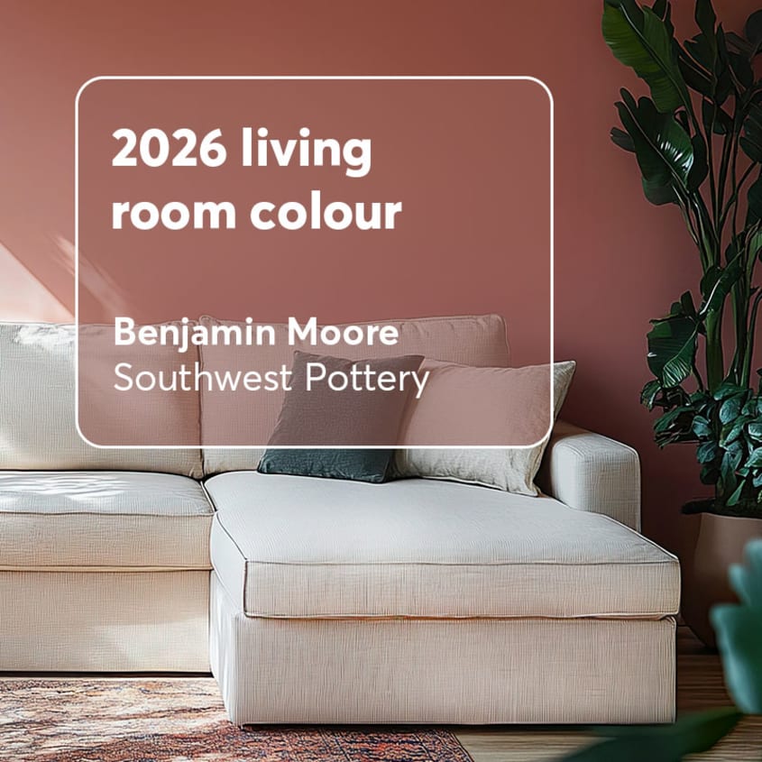 Benjamin Moore’s trendy living room colour: Southwest Pottery