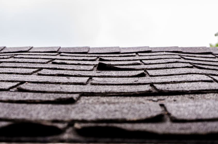 Damaged roof shingles