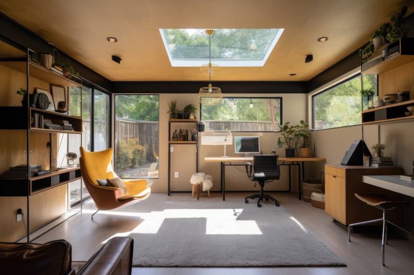 Garage transformé en bureau