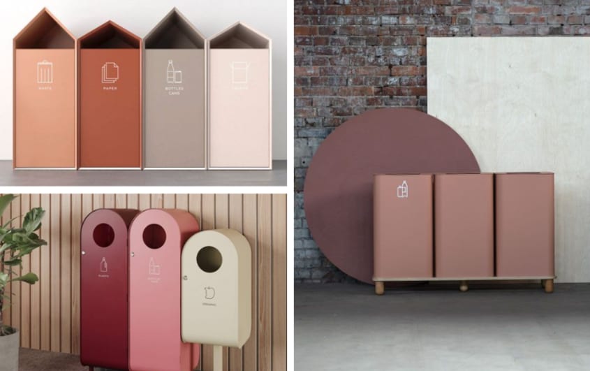 poubelles de bureaux fabriquées à partir de matériaux recyclés