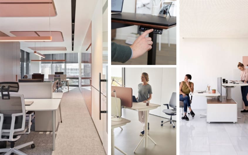millennial style office space with minimalist design and standing desk