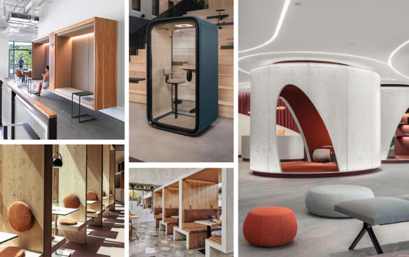 espace de bureau neurodivers avec espaces de travail privés
