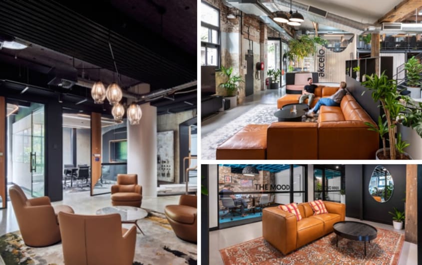 tendance bureau résimercial avec salon et sofas confortables