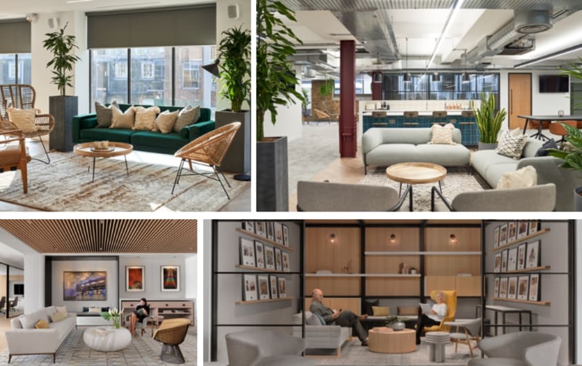 office with resimercial spaces with long sofa