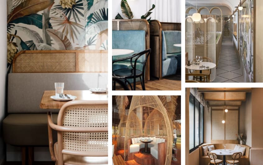 Décors de restaurant doux et paisibles avec sièges en rotin