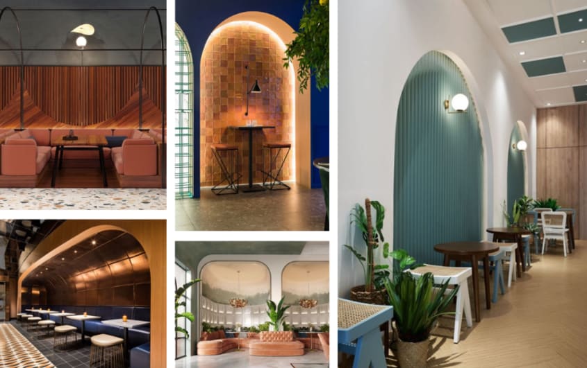 wall arches architectural lighting in restaurant