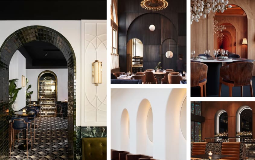 restaurants chics avec portes et murs en arches