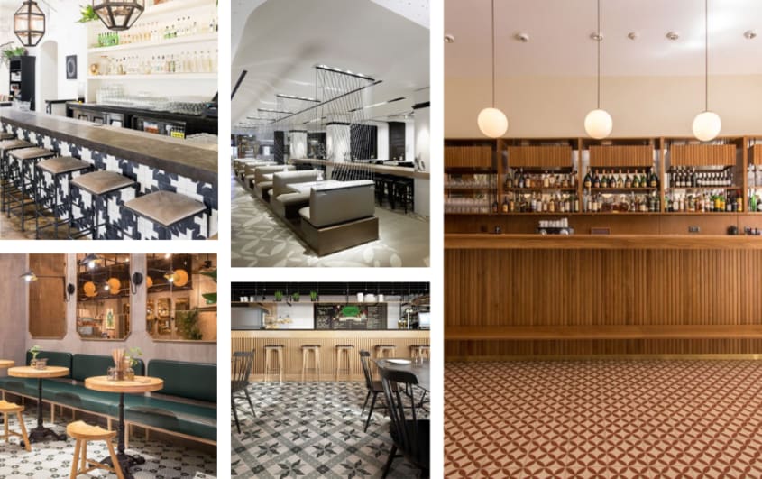 restaurants avec carreaux de ciment à motifs losanges