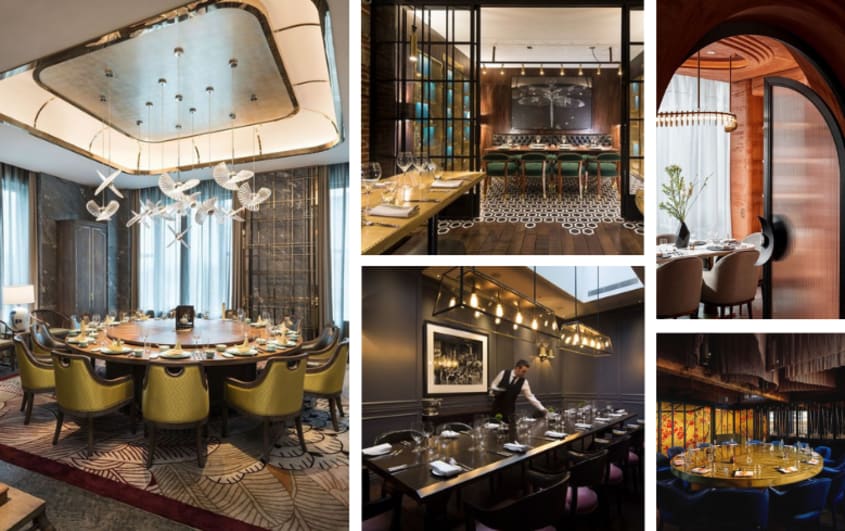 restaurants avec salle privée, grande table et suspensions