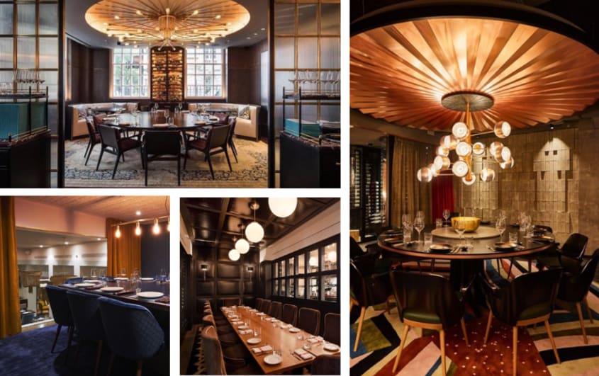 salle à manger privée avec table circulaire dans restaurants luxueux