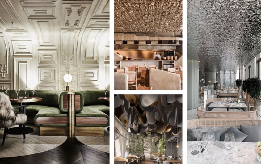restaurants chics et tendances avec décorations texturées au plafond