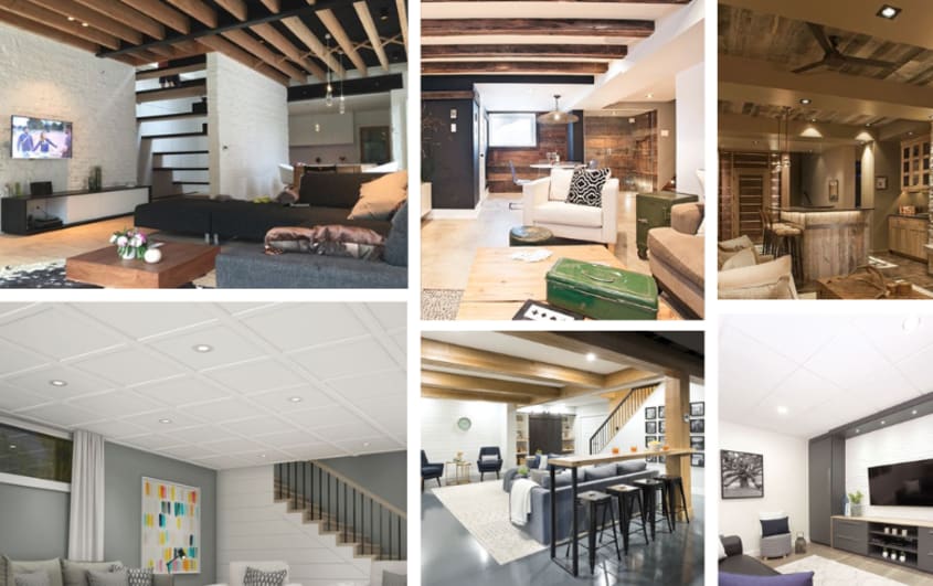 Trendy and original ceilings in renovated basements