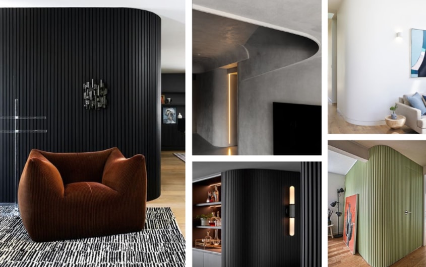 Curved architecture in renovated basements and trends