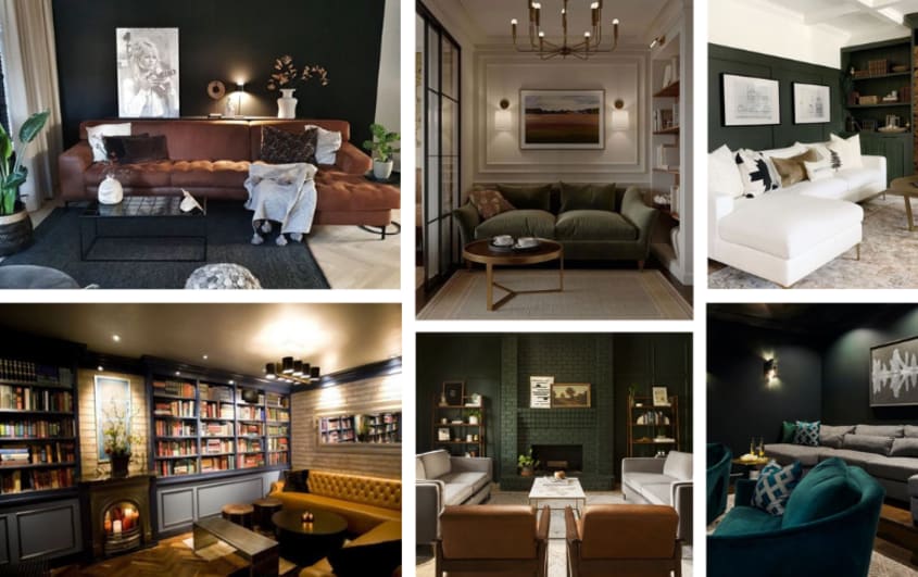 Trendy basements in blue palettes with trendy accessories