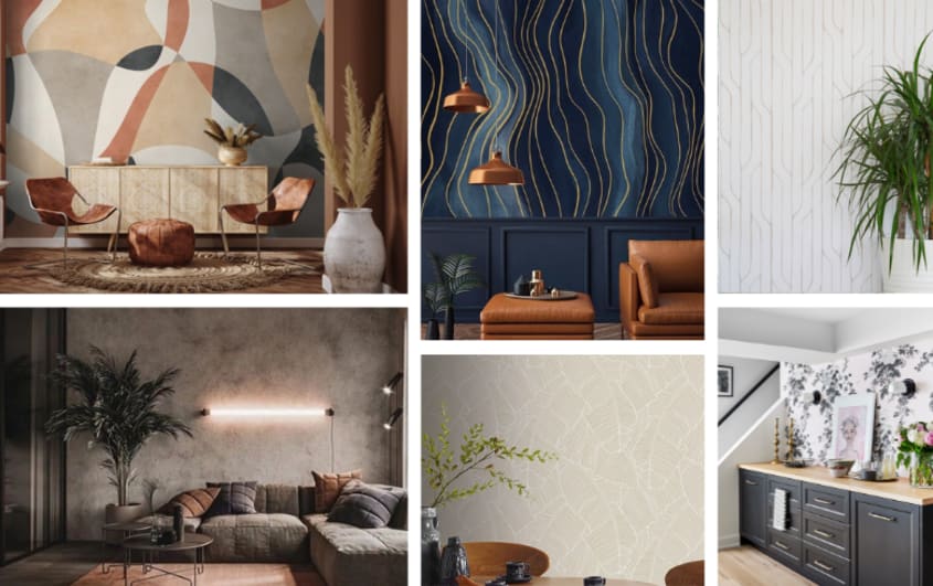 wallpaper with neutral colors different textures and shapes
