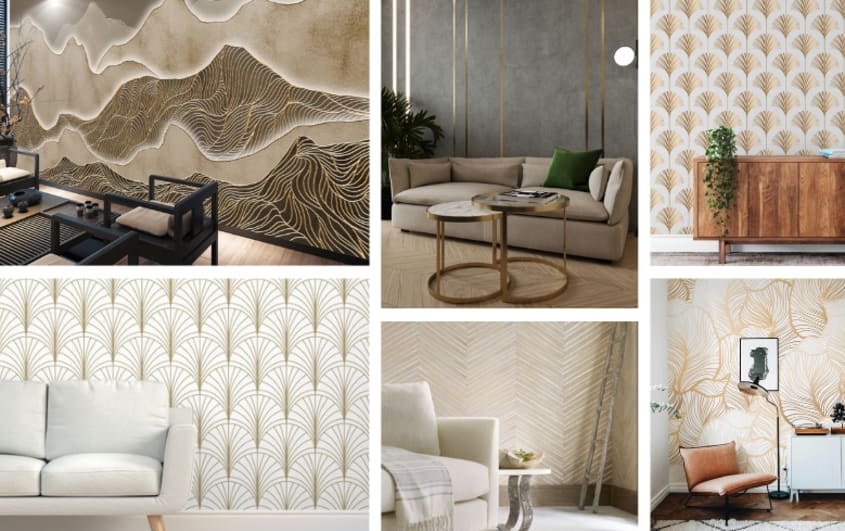 wallpaper with golden details and texture