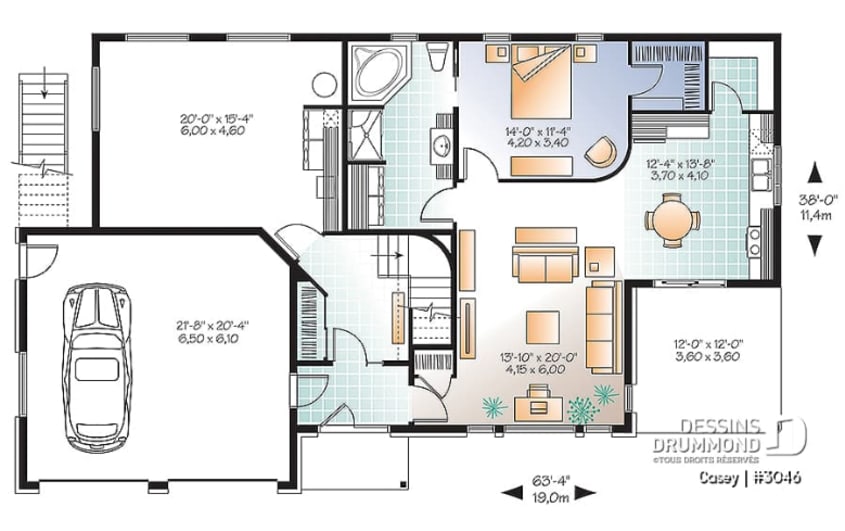 plan du premier étage de maison intergénérations avec garage
