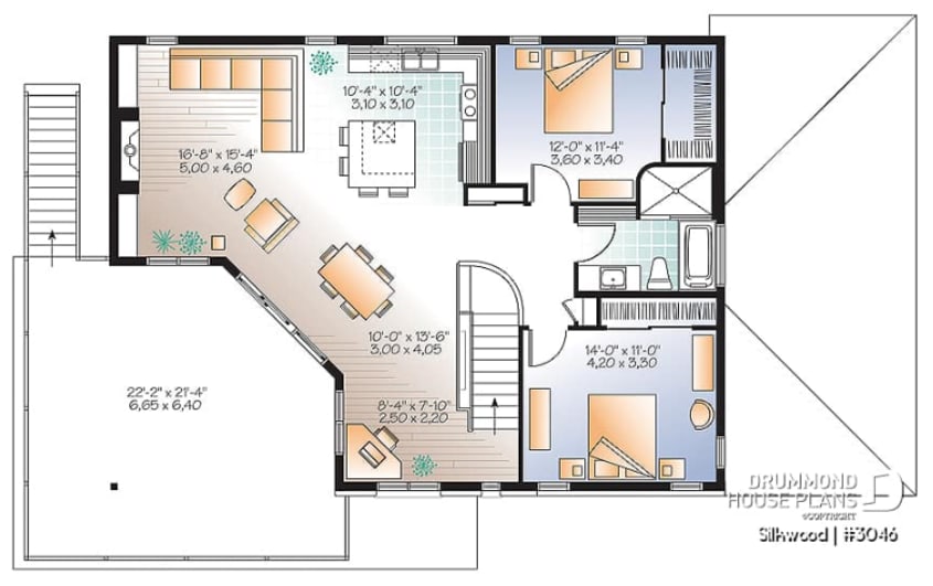 First floor floor plan of a multigenerational home with garage