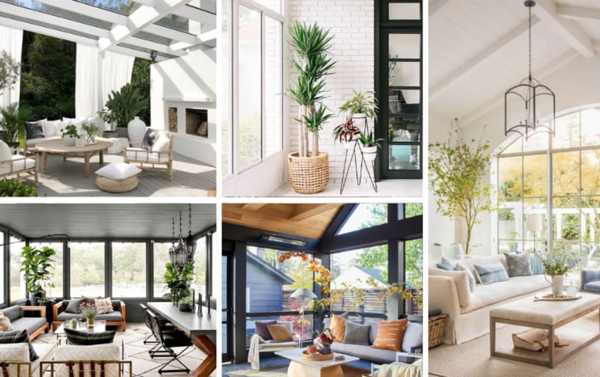Four season sunroom and solarium with large floor to ceiling windows