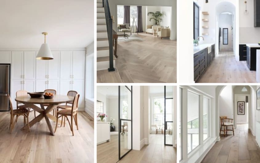 Cuisines avec revêtements de plancher en bois à motifs de chevrons et classique