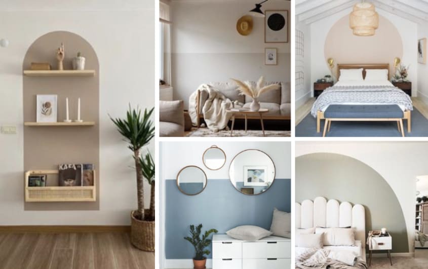 Murs peints avec motifs circulaires, arches et deux tons