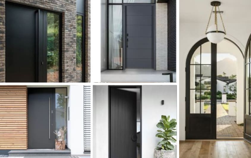 Black and grey aluminum front door ideas