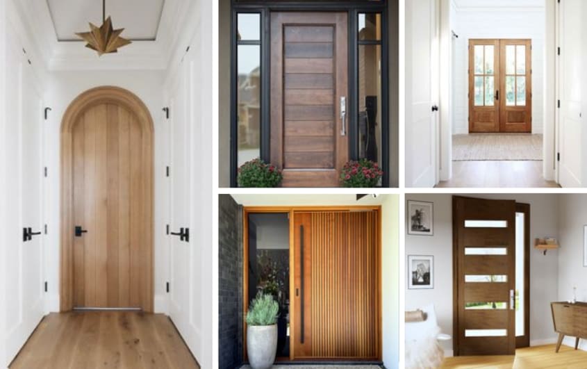 Light and dark wooden front door ideas
