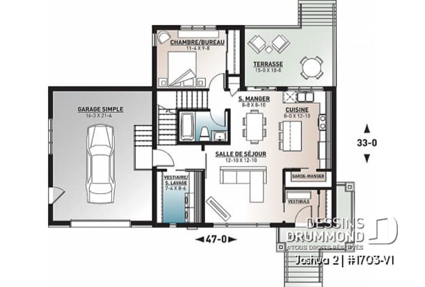 Joshua 2 plan de maison avec garage dessins drummond