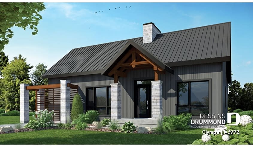 modele olympe plan 3d maison neuve grise plain-pied dessins drummond