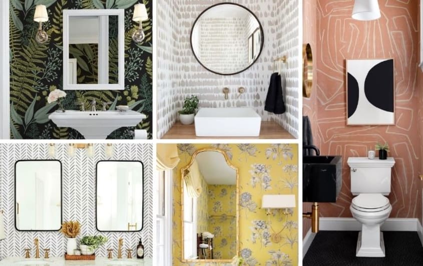 abstract wallpaper in bathroom designs