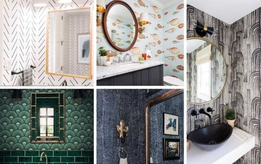 dramatic wallpaper in bathroom decor