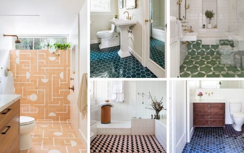 interesting and unique bathroom floors with patterns