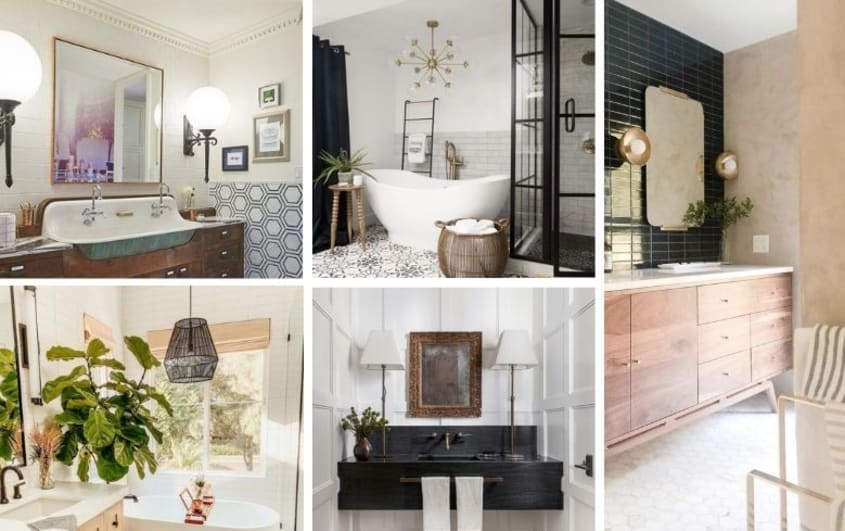 bright bathroom designs with interesting lights