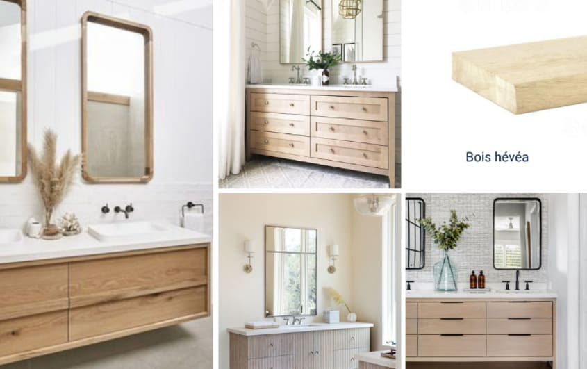 vanités avec matériaux de type bois hévéa
