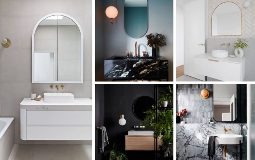 contemporary bathroom vanity styles with texture