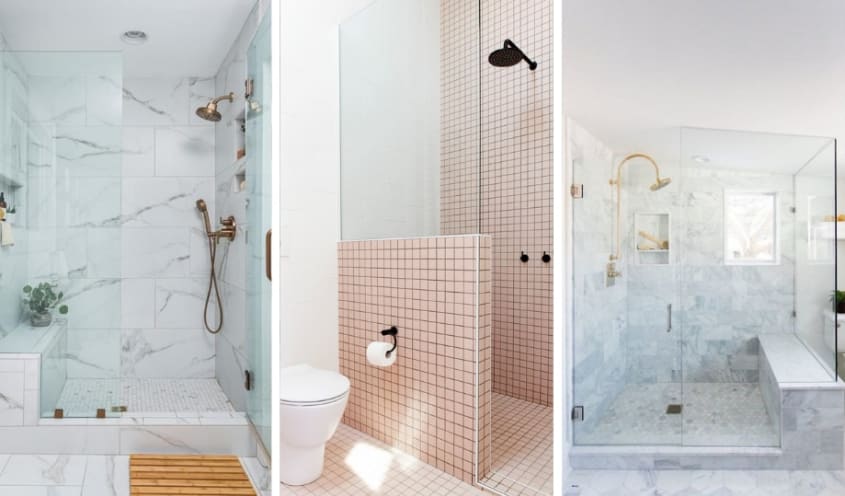 Modèle de douche avec des portes en verre
