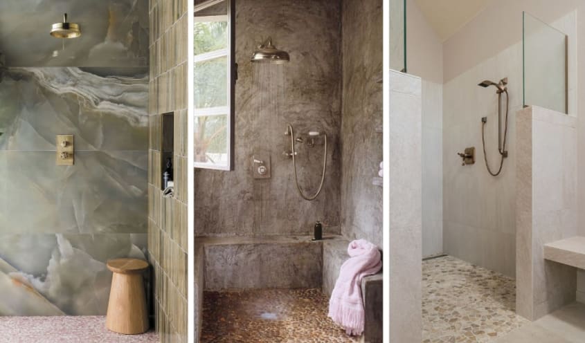 Douche avec pierre naturelle