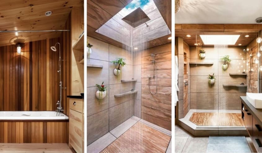 Modèle de douche en bois