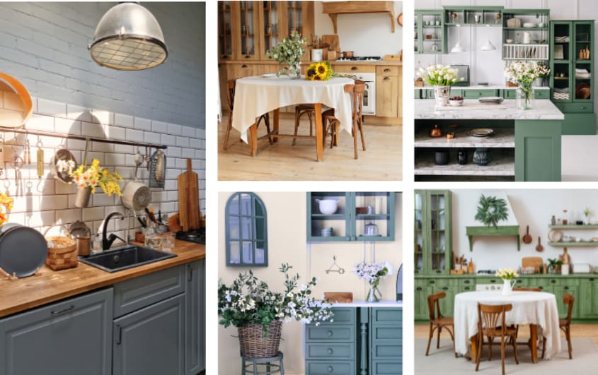 cuisines de style cottagecore-farmhouse avec armoires en bois