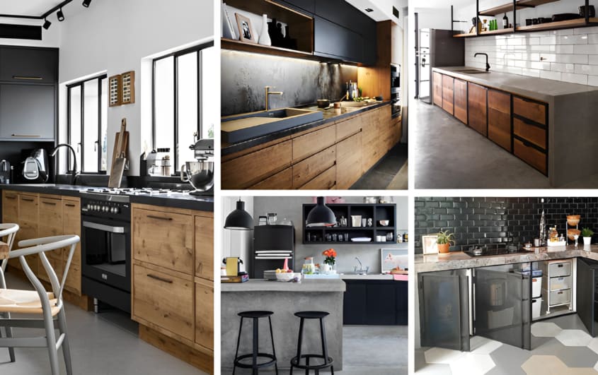 cuisines de style industriel avec matériaux bruts et textures