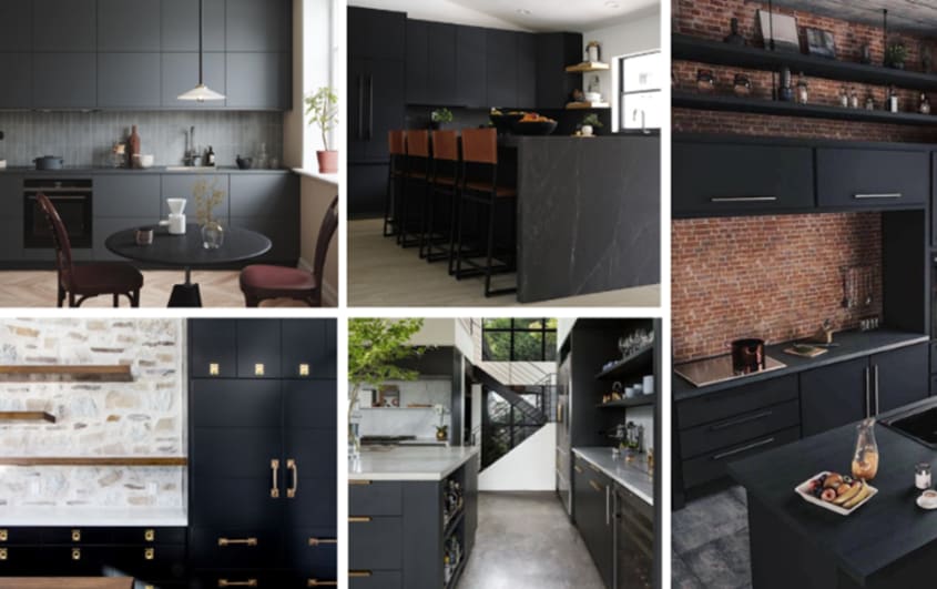 dark wooden cabinets