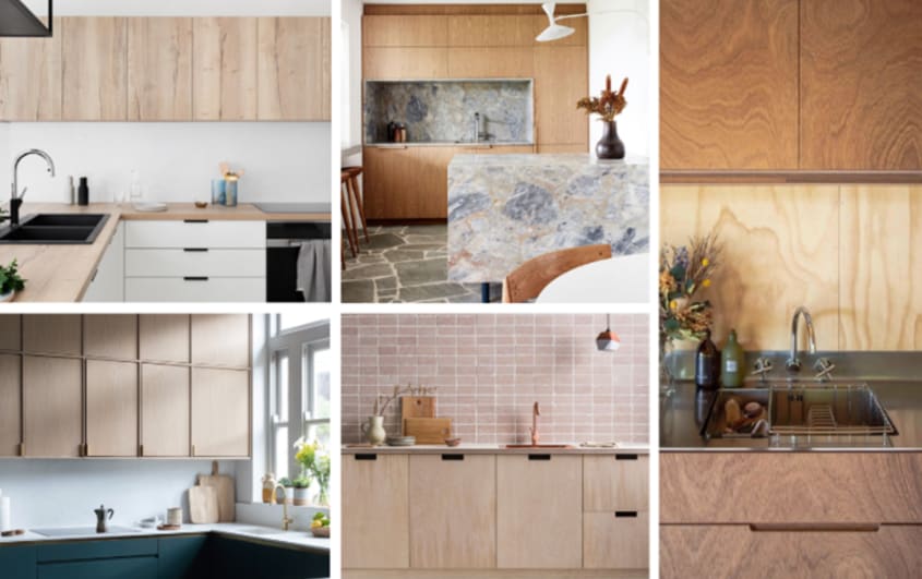 cabinets with pale wood tones